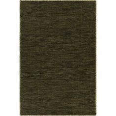 a dark green rug with white trim