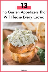 bread with cream cheese on top and the words 13 ina garden appetizers that will please every crowd