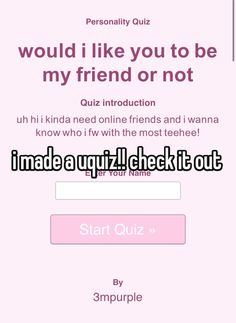 an email form with the words, i made a quiz check it out and you're