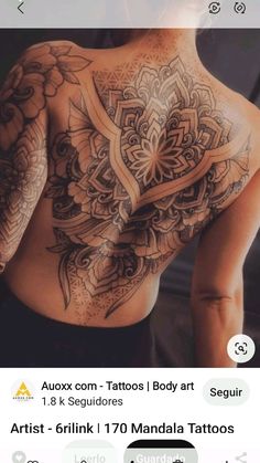 the back of a man with tattoos on his chest and shoulder, in an instagramtion