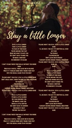 a poster with the words stay at little longer written in gold and black on it