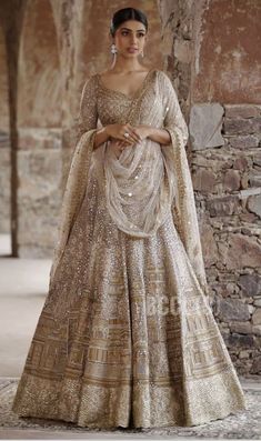 Sari Traditional Indian, Champagne Lehenga Bridal, Reception Lengha Bridal, Indian Wedding Outfits Bridal Lehenga, Hindu Wedding Dress, Indian Reception Dress, Indian Reception Gown, Bridal Dress Pakistani, Price Cod