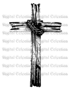 a cross that has been drawn in black and white