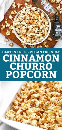 the ingredients to make cinnamon churro popcorn