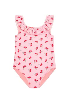 Everyone's favorite Junip One Piece returns in new playful cherry prints. This sweet suit for girls has a scoop neck, trimmed with ruffles, and dips low at back. Barbie Party Decorations, Whimsical Dress, Cherry Baby, Bleach Product, Swimsuit Sale, Barbie Party, Pink Swimsuit, Taylor Swift Style, Kids Swimming