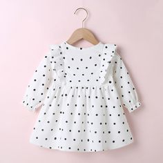 Baby Girls Long Sleeve Printed Dot Dress Toddler Wholesale Clothes - PrettyKid Clothes Business, Business Baby, Dots Dress, Fashion Vibes, Baby Dress Design, Crochet Baby Clothes, Scarf Dress, Weaving Patterns, Cheap Dresses