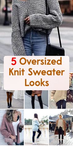 Cozy up in style! Get inspired by these 5 oversized knit sweater outfit ideas perfect for women on a chilly day Over Sized Knitted Sweater, Heavy Sweaters Outfits, Oversized Sweater With Boots, Thick Sweater Outfit, Oversized Sweater Over Dress Outfit, Mid Size Sweater Outfits, How To Style A Chunky Sweater, Outfits With Oversized Sweaters, Styling An Oversized Sweater