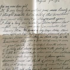 an old handwritten letter with writing on it