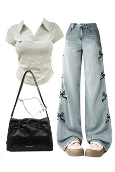 Outfits Idea For School, Dream Wardrobe Outfits, Outfits Dr, Pretty Jeans, Look Grunge, Clothes Y2k, Trendy Summer Outfits, Fashionista Clothes, Boyfriend Shirt