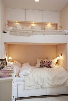 camper bunk bed sheets Bunk Bed Designs For Teens, Kids Room Ideas, Modern Bunk Beds, Small Kids Room, Space Bedding, Attic Bedrooms, Bedroom Furnishings