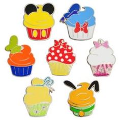 mickey mouse and minnie mouse cupcake magnets