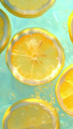 several slices of lemons floating in water