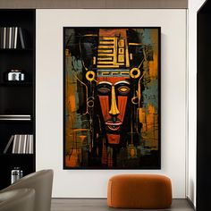 a painting hanging on the wall in a living room