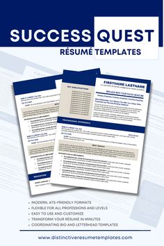 two resume templates with blue and white colors