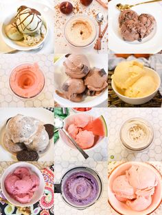 several different types of ice cream in bowls