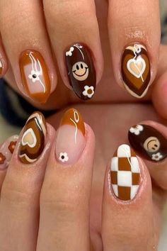 Heart Nail, Fall Nail Designs, Nail Polishes, False Nails, Almond Nails, Glue On Nails, Halloween Nails