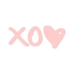 the word xo is written in pink on a white background with a heart shaped object