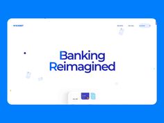 the banking reimagnized website is displayed on a blue background with white letters