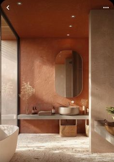 Terracotta Bathroom, Second Bathroom, Mediterranean Bathroom, Warm Minimalism, Bad Inspiration, Loft Interiors, Bathroom Inspiration Decor, Main Bathroom, Bathroom Inspo