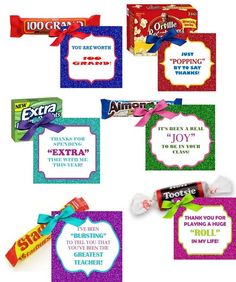 candy bar wrappers with different sayings on them