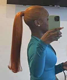 Ginger Slick Back Ponytail, Dyed Hair Ponytail, Ginger Ponytail Black Women, Ginger Hair Ponytail, Honey Blonde Ponytail, Ginger Ponytail, Slick Ponytail, Slicked Back Ponytail, Blonde Ponytail