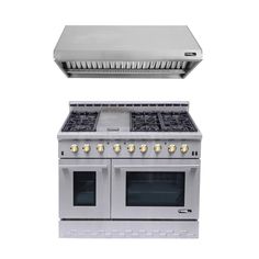 two ovens side by side with one on top and the other in the middle