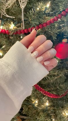 #nails#nailinspiration#nailart Simple Basic Christmas Nails, Cute Nails For Winter Short, White Nail With Accent Nail, Short White Square Nails With Designs, Church Camp Nail Ideas, Cute Back To School Nails Square, Fall Nail Ideas Simple Short, December Nails Not Christmas, Christian Nail Art Ideas