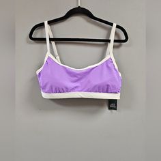 Square Neck Bralette Bikini Top Features Contrasting Trim Soft, Stretchy Fabric Adjustable Strap Removable Cups Back Hook And Loop Fastener X-3x Features A Double Swan Hook Back Closure 81%Polyester, 19% Spandex Yb2-04 Summer Nylon Bra, Nylon Sports Bra For Beach, Purple Sports Bra For Summer Workout, Summer Beach Nylon Bra, Sporty Bra With Adjustable Straps For Summer, Sporty Bra For Beach In Summer, Sporty Beach Bra For Summer, Purple Sports Bra With Built-in Bra For Summer, White Fitted Sports Bra For The Beach