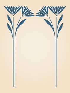 three blue flowers are in the middle of a square frame on a beige background with an empty space for text