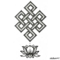 an image of a flower with two intertwineds in the middle, and a lotus on