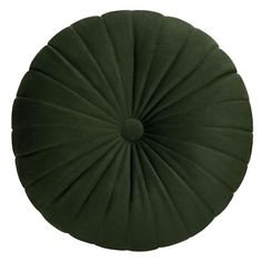 a green round cushion on a white background