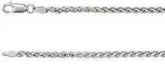 14K White Gold 2.75mm Diamond Cut Wheat 16 Inch Chain Necklace