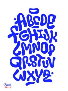 the alphabet is made up of blue ink