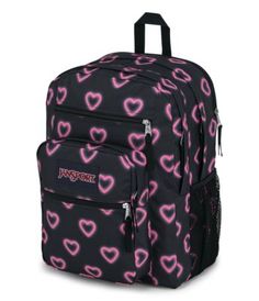 Go big with the Big Student backpack. Two large main compartments offer ample storage for your supplies, a dedicated laptop sleeve helps keep your electronics safe, and zippered utility pockets keep all of your gear organized. Big has never looked so cool. Jansport Pink Backpack, Cute Backpacks For Highschool, Cute Backpacks For Middle School, Cute Jansport Backpacks, Cute Bookbags, Backpacks For High School, Black Bookbag, Black Jansport Backpacks, Black Jansport