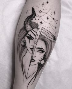 Scorpio Witch Tattoo, Taurus Woman Art, Tight Tattoos For Women, Scorpio Goddess Tattoo, Taurus Goddess Tattoo, Taurus Tattoo For Women, Gemini Tattoo Designs, Taurus Tattoo, Taurus Tattoos