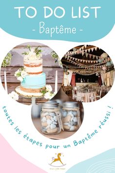 a flyer for a baby shower party with pictures of cakes and candies in jars