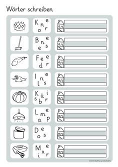 a worksheet with words and pictures to help kids learn how to read the alphabet