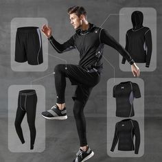 men's sports wear set with hoodie, pants and sneakers in various styles