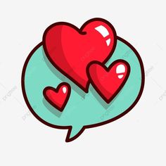 two red hearts in a speech bubble