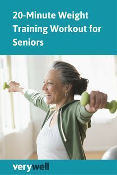 an older woman doing exercises with dumbbells in her arms and the words 20 - minute weight training workout for seniors