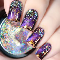 Colourful Nails, Unghie Nail Art, Nails Matte, Fall Nail Art Designs, Holographic Nail Polish, Best Nail Art Designs, Fall Nail Art, Sparkly Nails, Holographic Nails