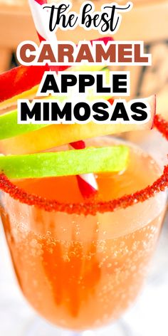 the best caramel apple mimosa recipe is so easy to make and it's delicious