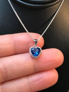 Cheap Elegant Heart Cut Necklace, Cheap Blue Necklaces With Star Charm, Sapphire Heart Necklace, September Birthstone Necklace, Born In September, Pretty Jewelry Necklaces, Jewelry Accessories Ideas, Girly Accessories, Classy Jewelry