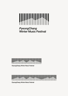 an advertisement for the winter music festival with piano keys and lines in black and white