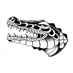 a black and white drawing of a snake's head with fangs on its teeth