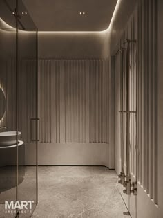 an elegant bathroom with marble floors and walls