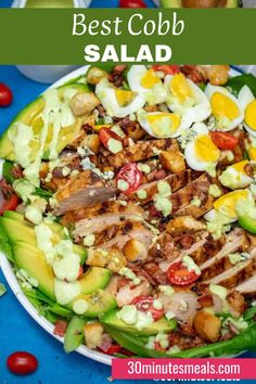 A classic Cobb salad is a hearty, colorful dish featuring a combination of fresh, crisp greens, protein-rich toppings, and a tangy dressing.  It's perfect for lunch, dinner, or even as a crowd-pleasing side dish for gatherings.