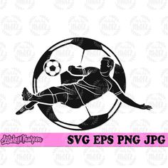 a soccer player kicking a ball svg eps png dxf cut file