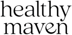 the words healthy maven are black and white