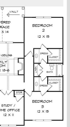 the floor plan for a two story home with an attached bedroom and bathroom, as well as